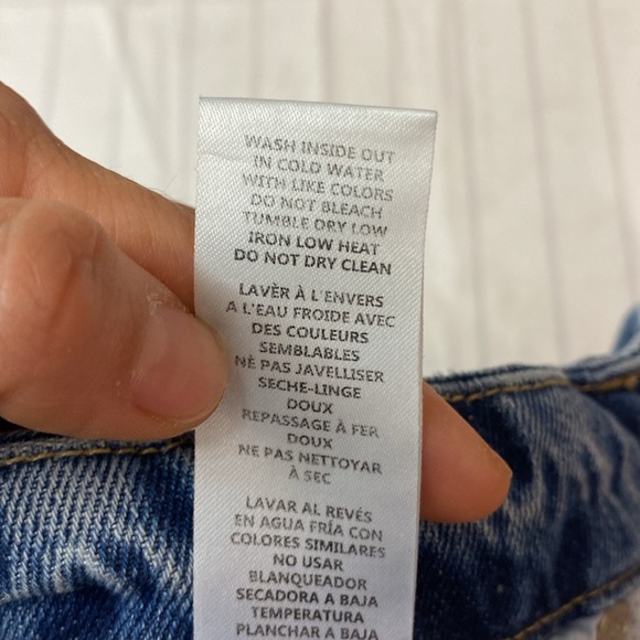 GOOD AMERICAN Good Vintage High Rise Straight Leg Jeans Indigo043 Distressed 15 - Picture 8 of 13